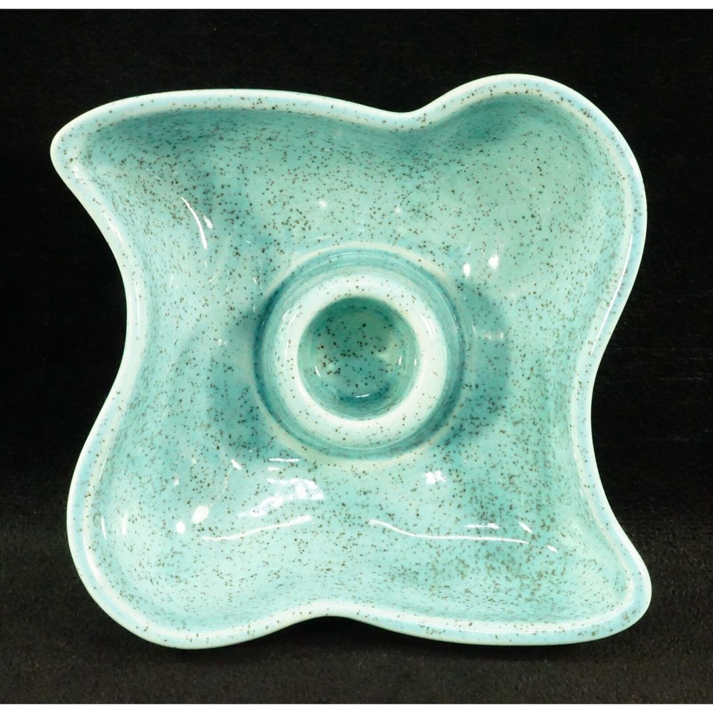 Red‎ Wing Candle Holder B1411 Turquoise Speckled MCM Freeform Excellent